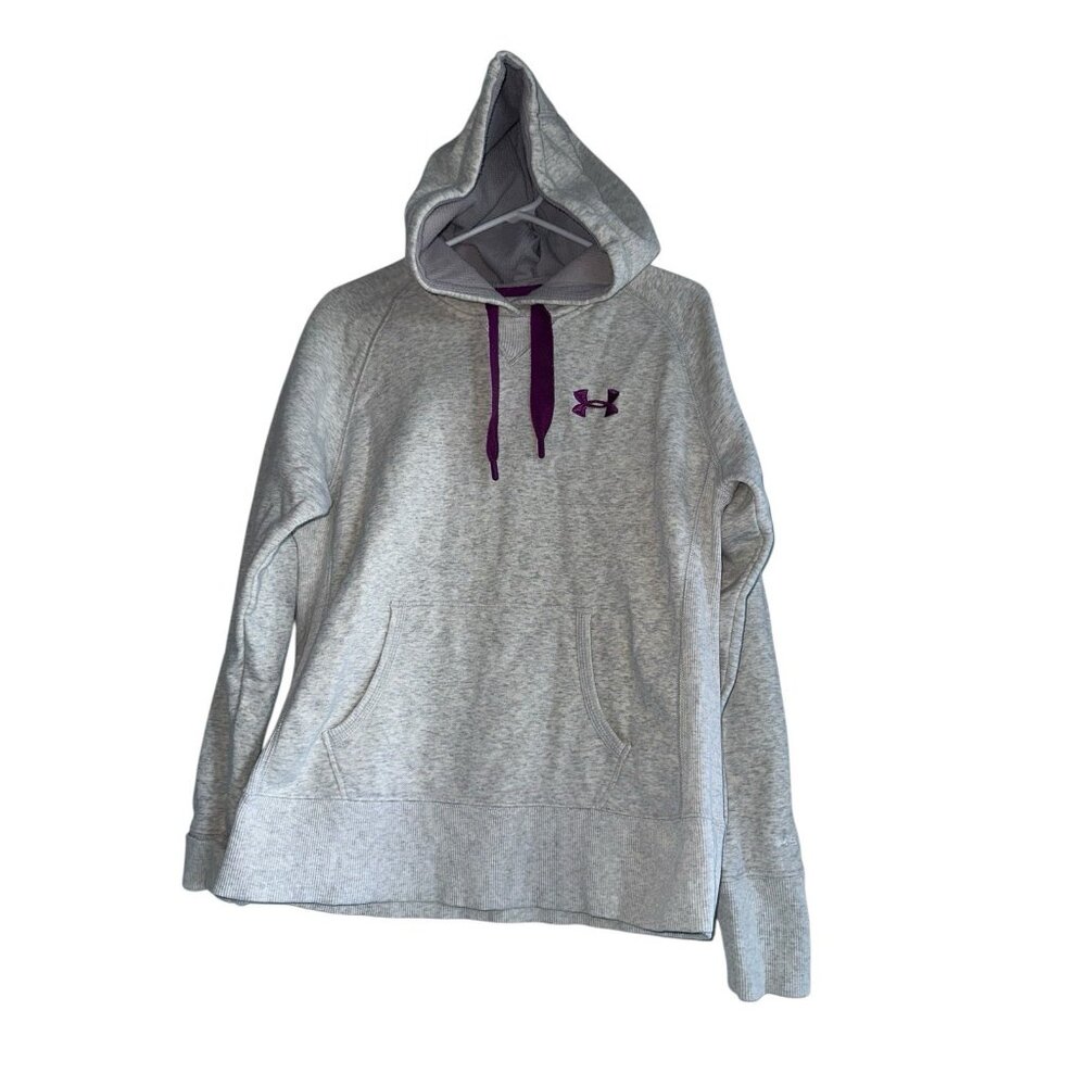 Under Armour Womans Storm Hoodie Sz M Gray Purple Embroidery Logo